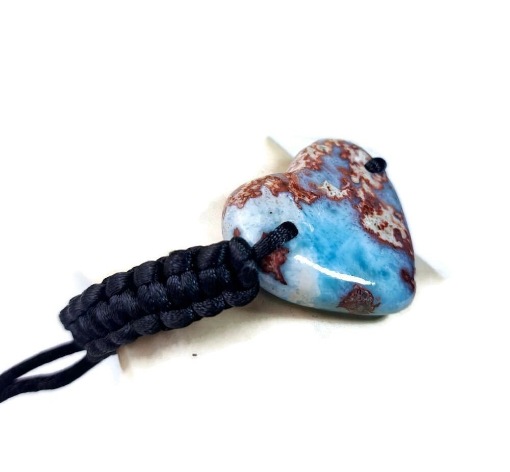 Nice Blue Larimar Stone Nylon Cord Handmade Bracelet Men / Women