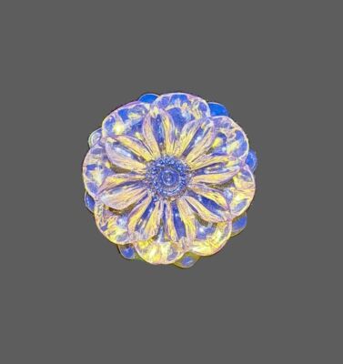 Carved Flower Clean Beautiful Dominican Blue Amber Stone