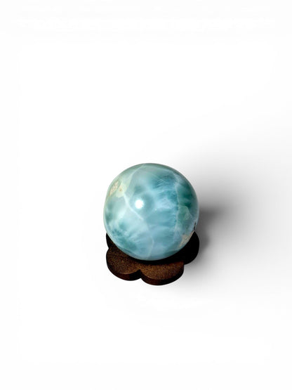 27 mm Round Natural Dominican Blue Larimar Stone Sphere Healing Energies
