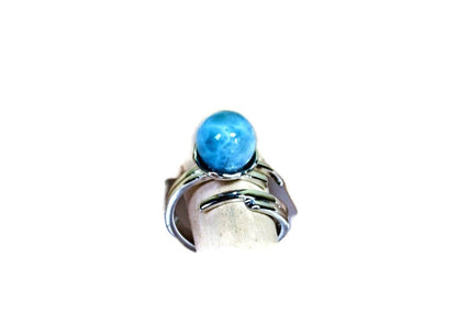 Solid Sterling Silver Dominican Deep Blue Larimar Stone Handmade Ring