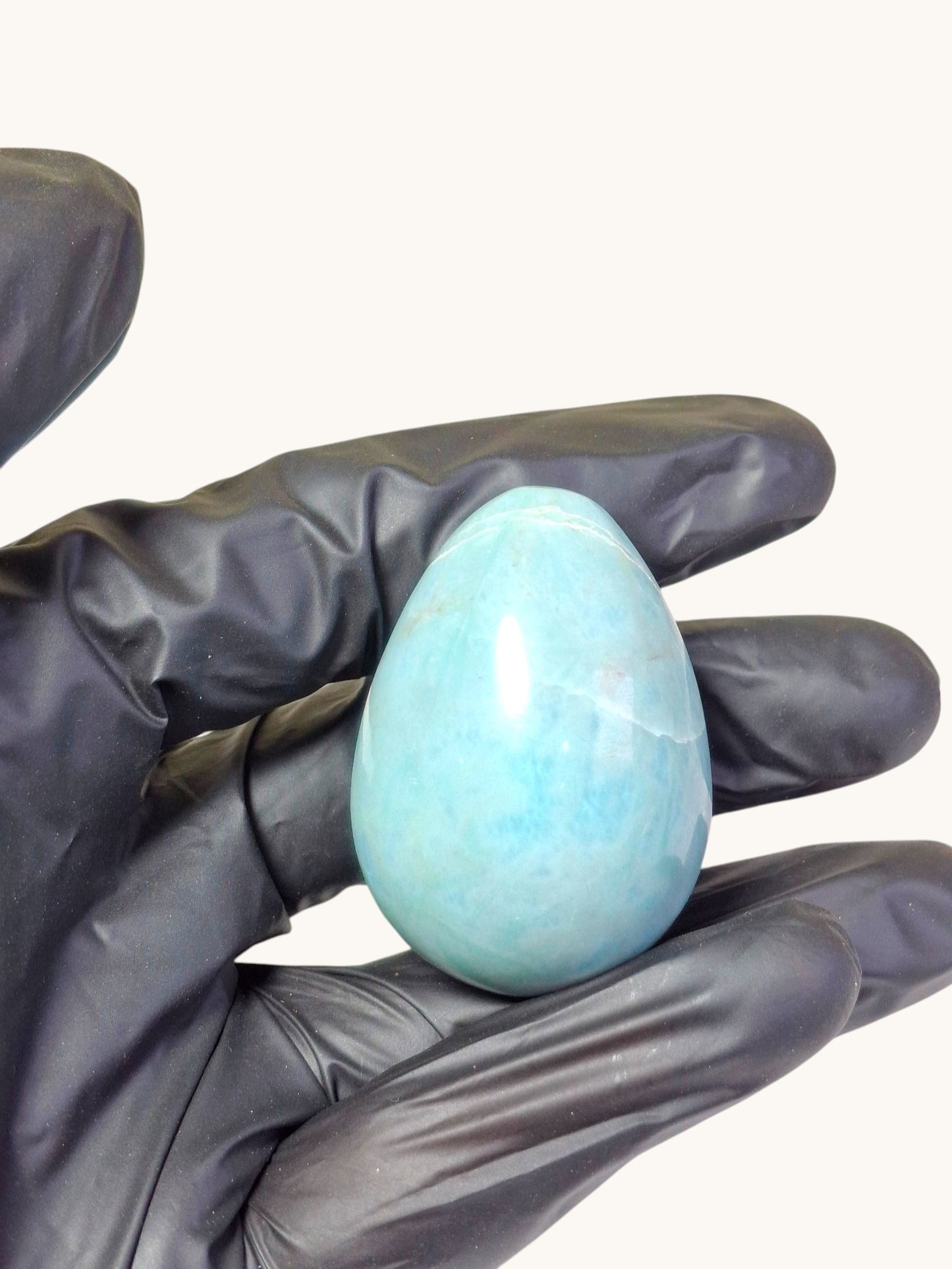 46 mm Egg Form Natural Dominican Blue Larimar Stone Healing Energies