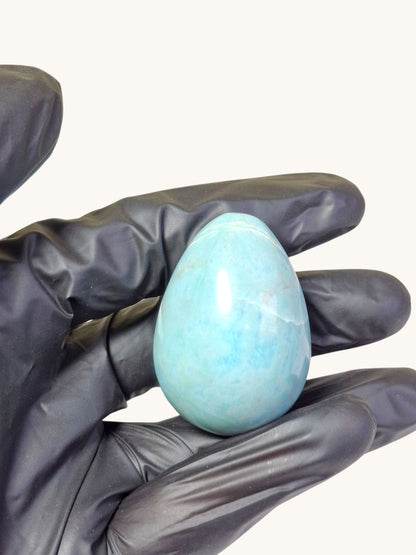 46 mm Egg Form Natural Dominican Blue Larimar Stone Healing Energies