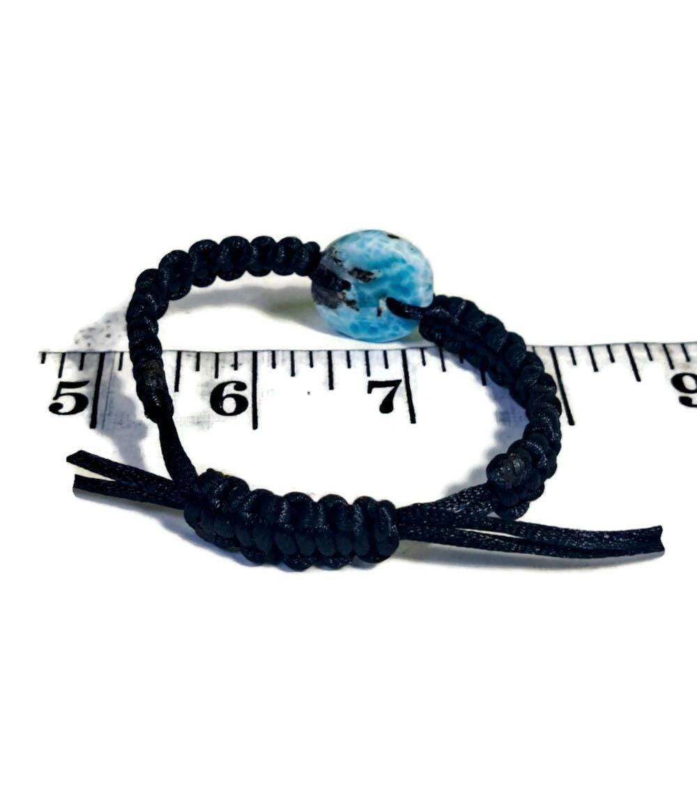 Nice Blue Larimar Stone Nylon Cord Handmade Bracelet Men / Women