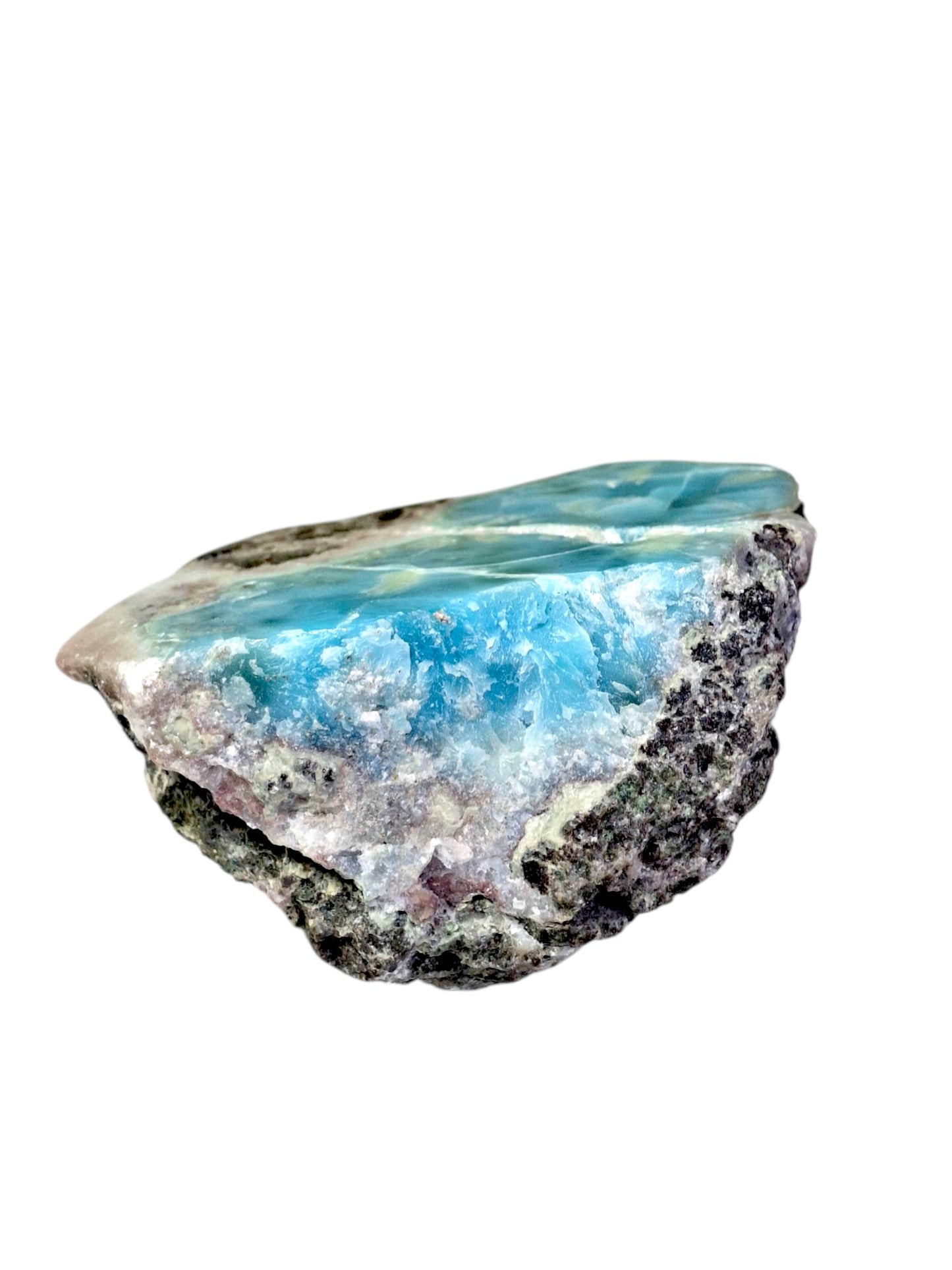 190 g Partially Polished Natural Dominican Blue Larimar Stone Specimen Healing