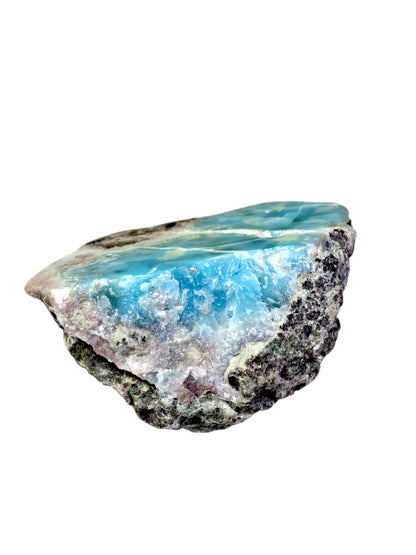 190 g Partially Polished Natural Dominican Blue Larimar Stone Specimen Healing