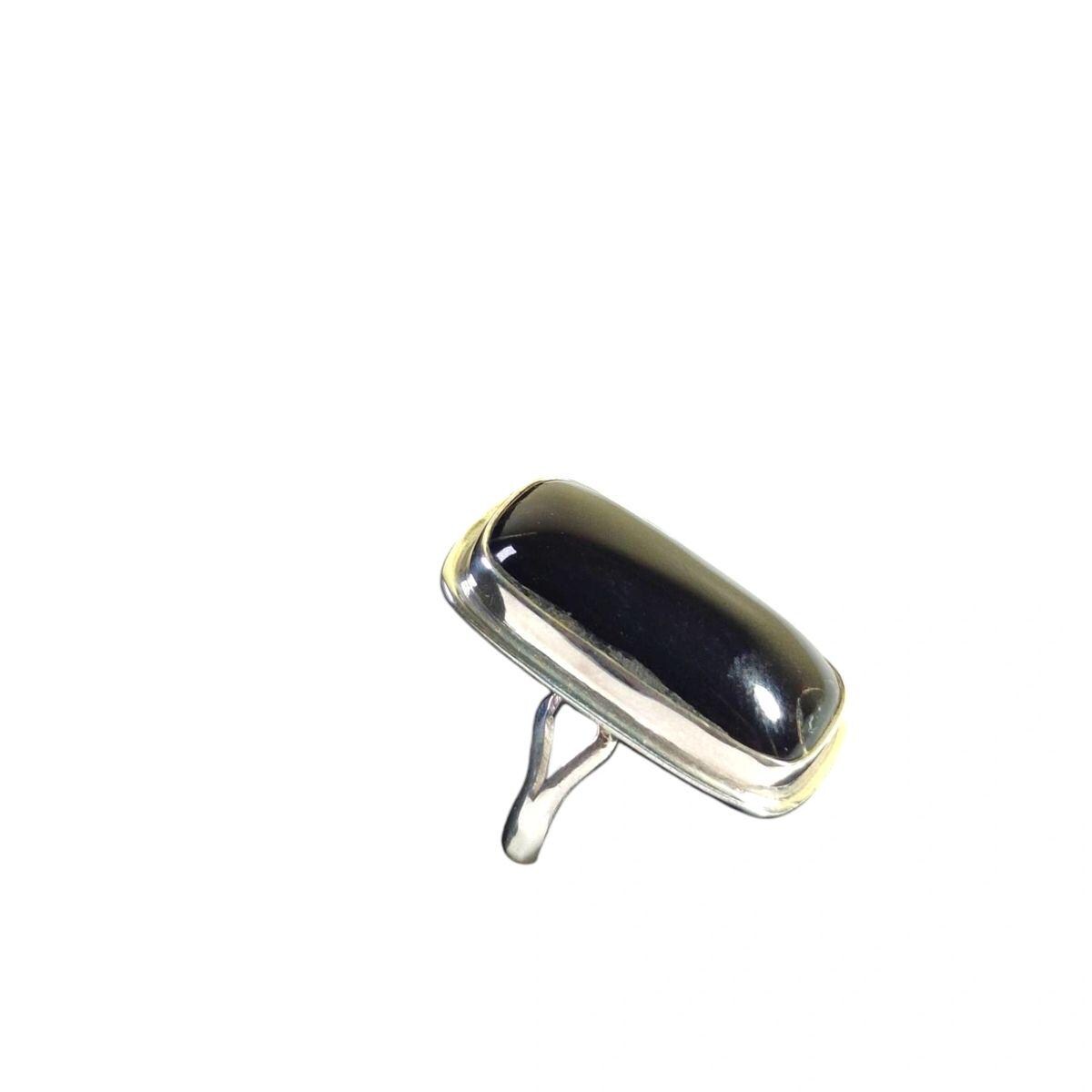 Natural 925 Caribbean Black Coral Stone Ring Handmade