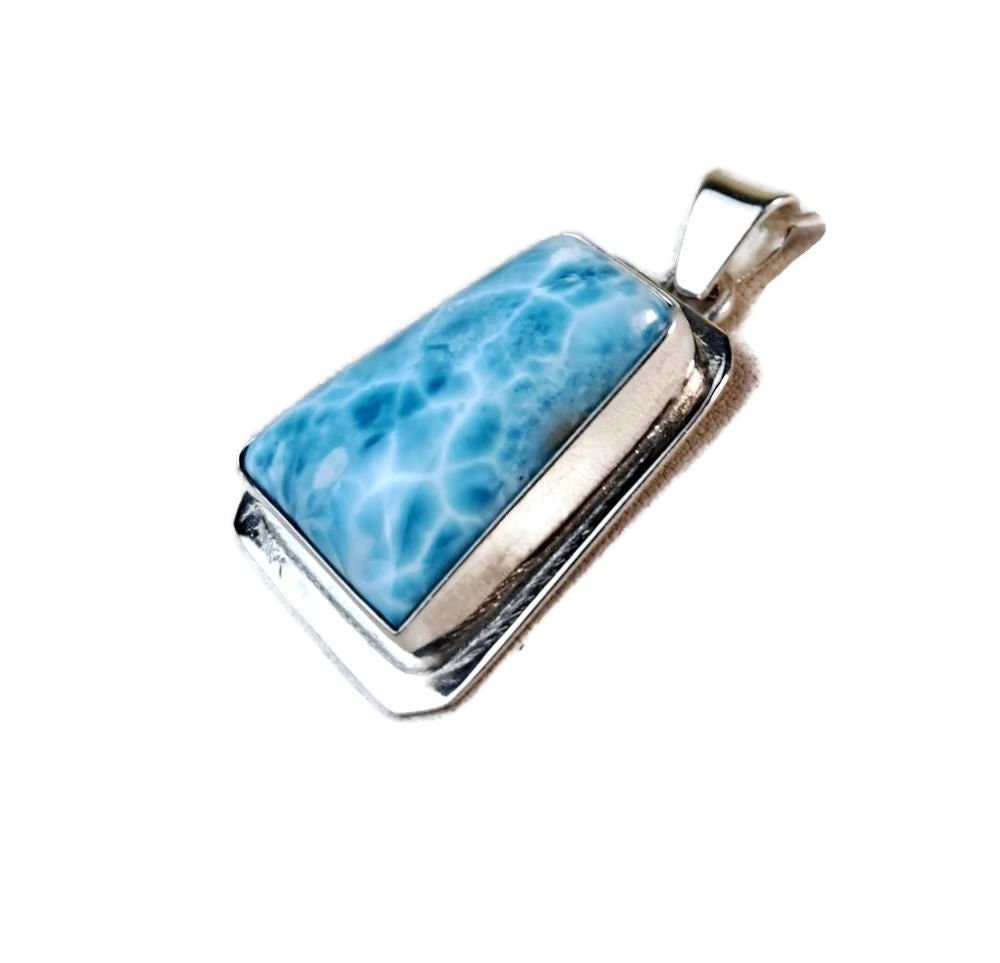 1.6 "in. Dominican Nice Deep Blue Larimar Stone Pendant Handmade