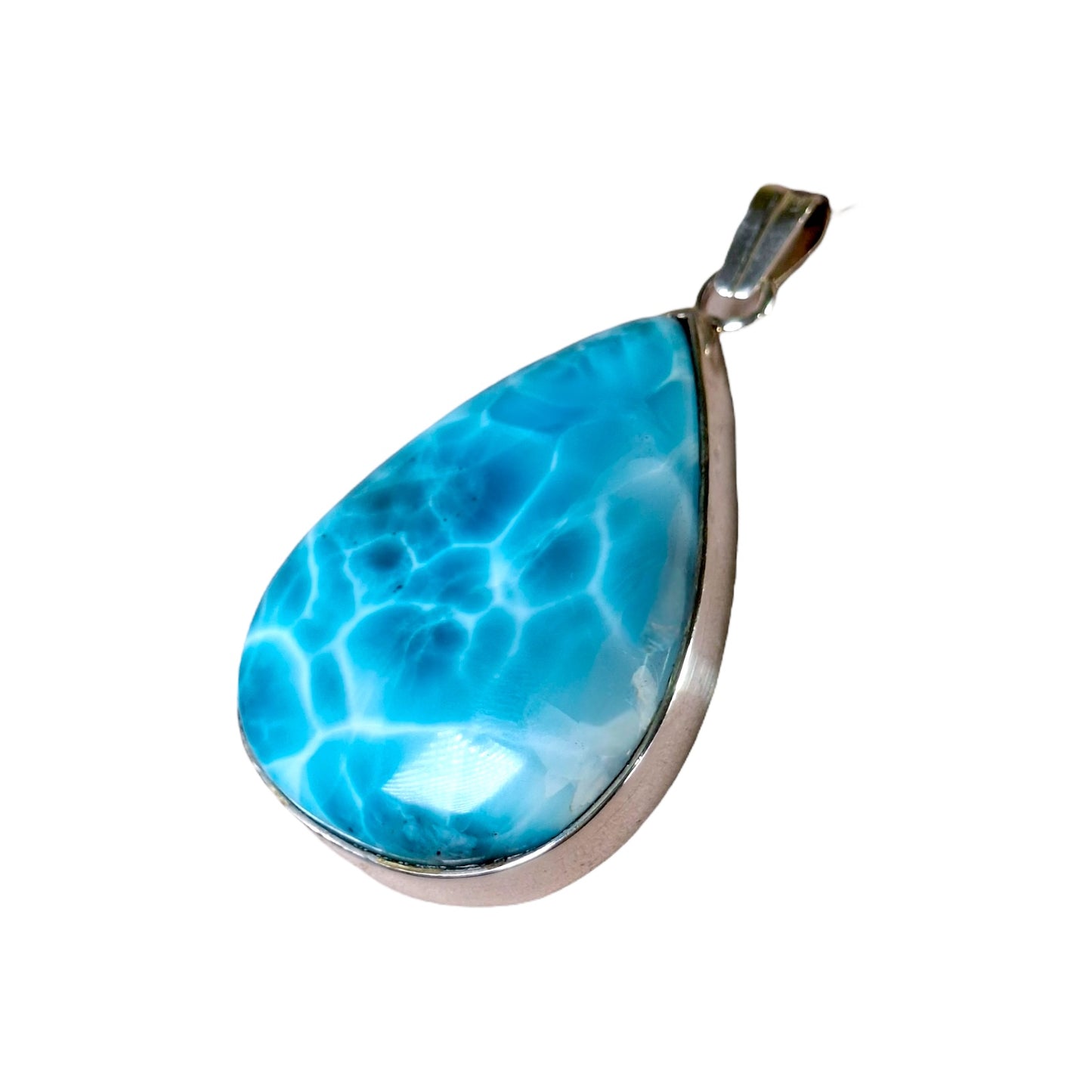 1.8 "in. Big Dominican Nice Deep Blue Larimar Stone Pendant Handmade