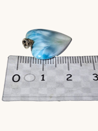 1.6 "in. Heart Dominican Blue Larimar Stone Pendant Handmade