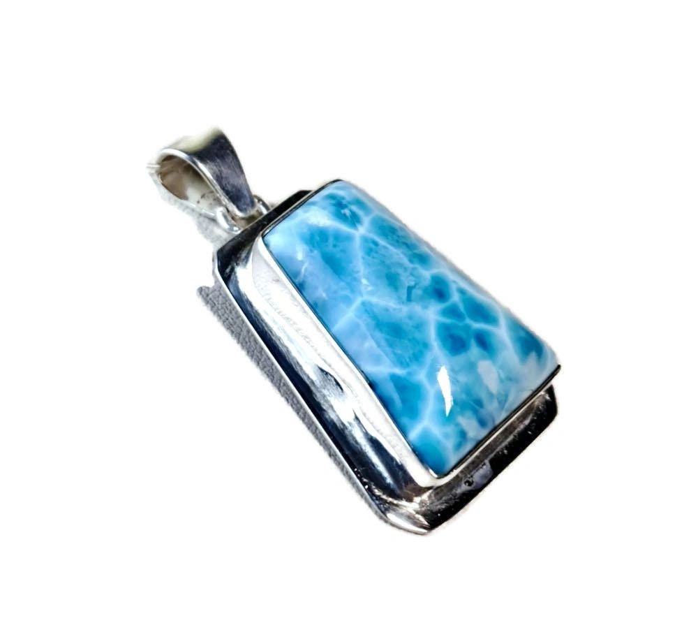 1.6 "in. Dominican Nice Deep Blue Larimar Stone Pendant Handmade
