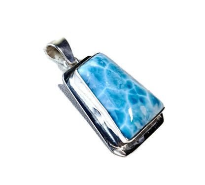 1.6 "in. Dominican Nice Deep Blue Larimar Stone Pendant Handmade