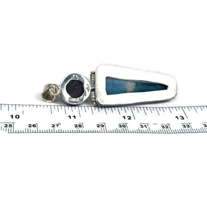2.6 "in. Dominican Nice Blue Larimar / Black coral Stones Pendant Handmade