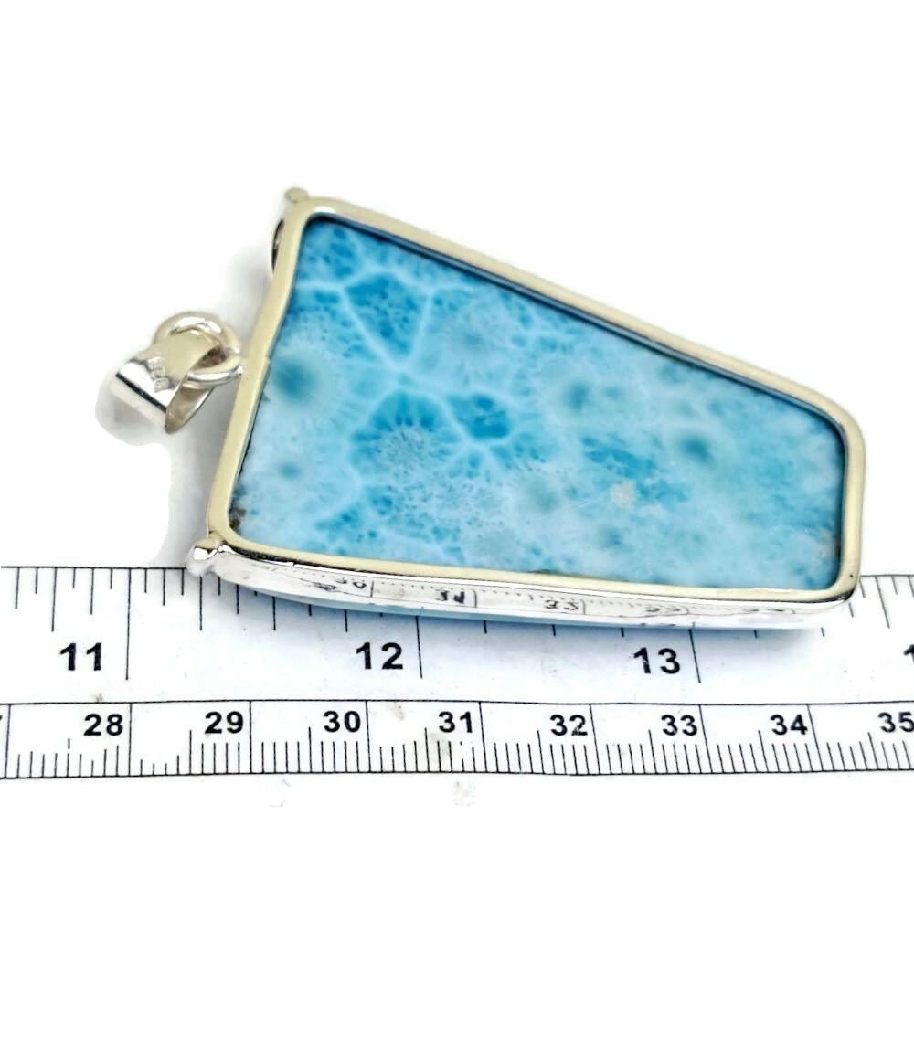 2.8 "in. Big Dominican Nice Sky Blue Larimar Stone Pendant Handmade