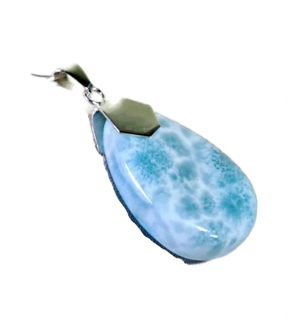 2. "in. Dominican Nice Blue Larimar Stone Pendant Handmade