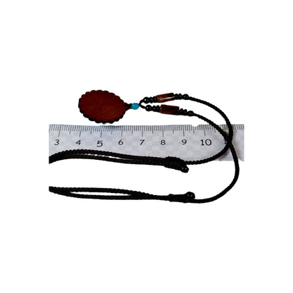 Unique Carved Ebony Wood W/ Blue Larimar Stone Necklace Handcrafted