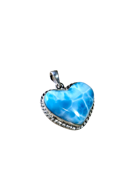 1.4 "in. Heart Dominican Nice Blue Larimar Stone Pendant Handmade