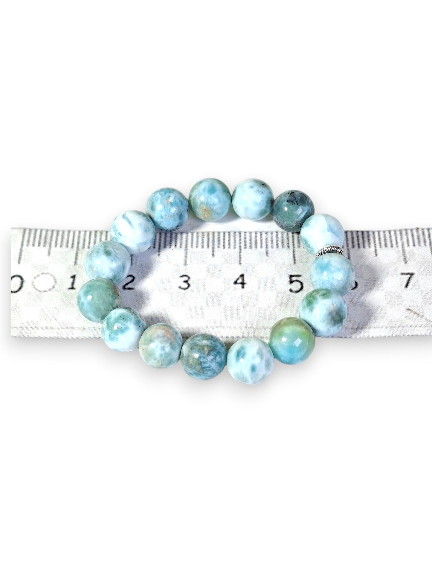 Natural Blue Larimar Stone Handmade Round Bracelet