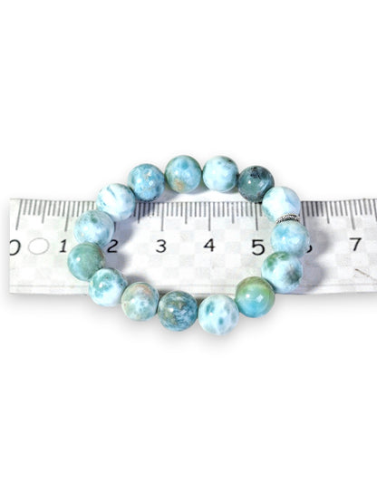 Natural Blue Larimar Stone Handmade Round Bracelet