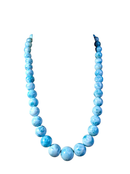 17.5 " Dominican Nice Blue Larimar Stone Necklace Handcrafted