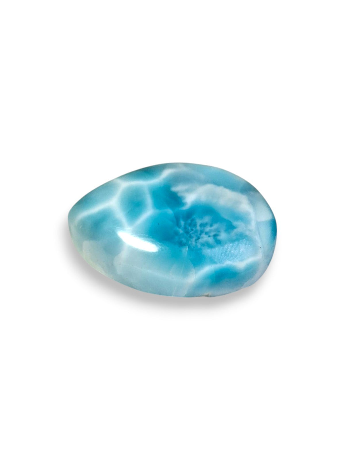 Natural Larimar Loose Cabochon Teardrop 51 Carats  Dominican Blue Gemstone Cab