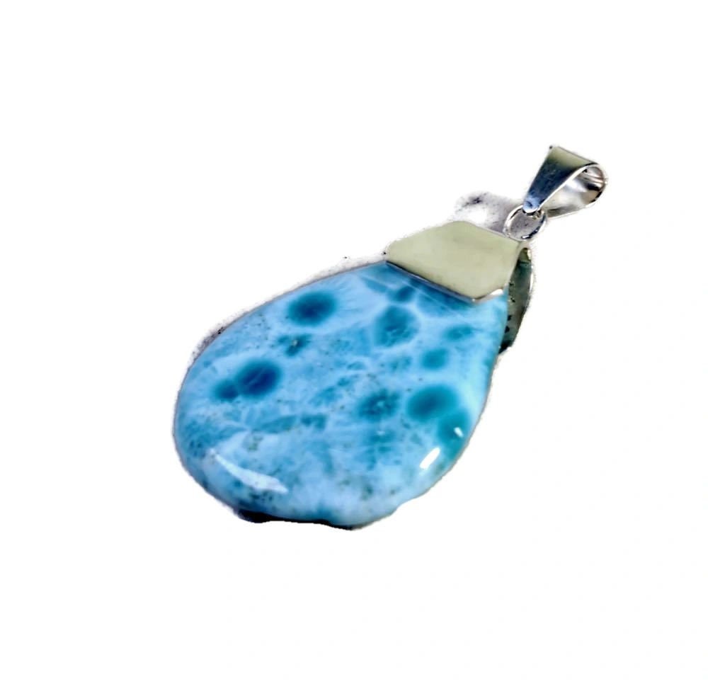 2. "in. Dominican Nice Deep Blue Larimar Stone Pendant Handmade