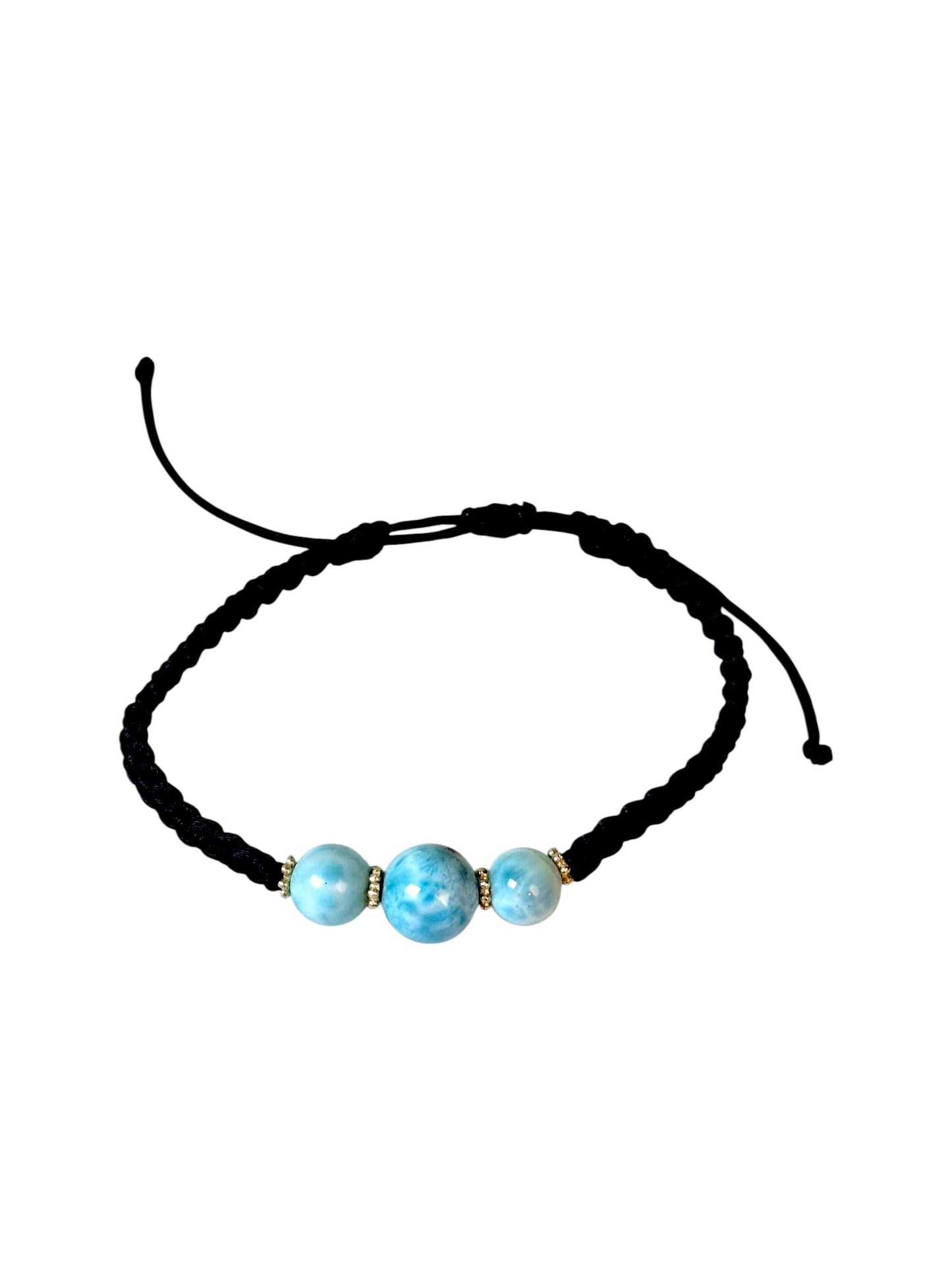 Nice Blue Larimar Stone Nylon Cord Handmade Bracelet Men / Women