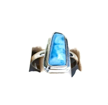Solid Sterling Silver Dominican Blue Larimar Stone Handmade Ring