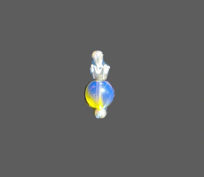 Sterling Silver Dominican 10 mm Blue Amber stone Handmade Pendant