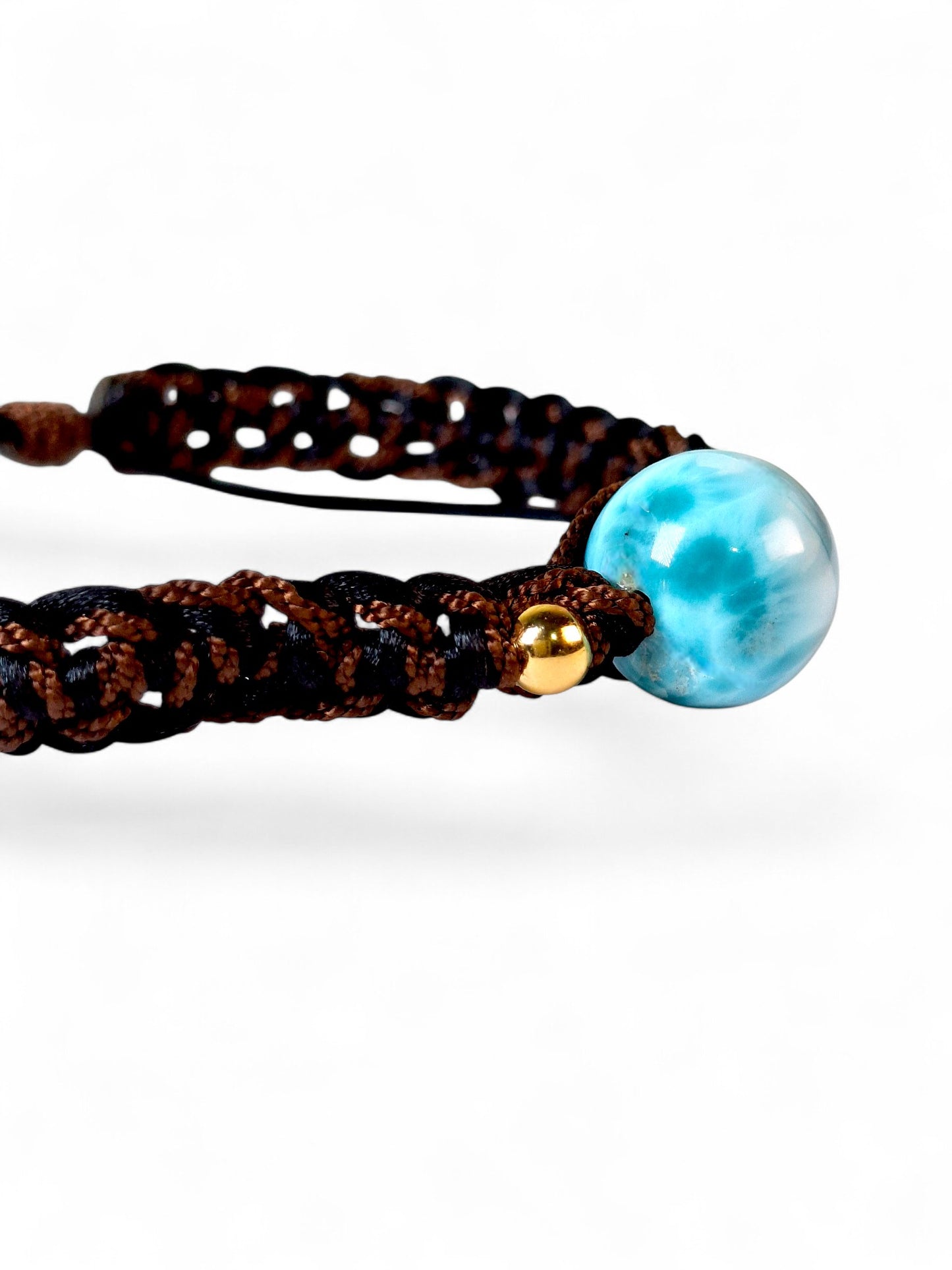 Nice Blue Larimar Stone Nylon Cord Handmade Bracelet Men / Women