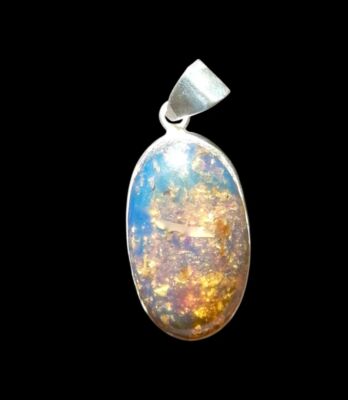 Sterling Silver Dominican Blue Amber Stone Handmade Pendant
