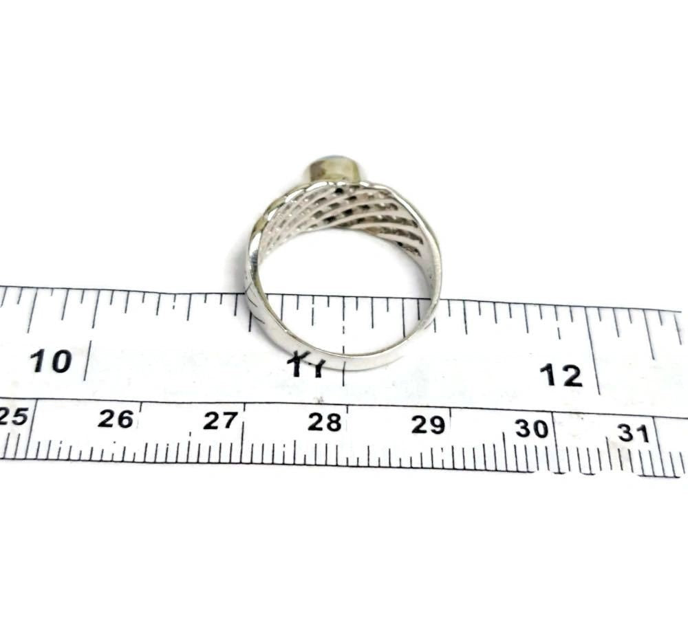 Solid Sterling Silver Dominican Deep Blue Larimar Stone Handmade Ring