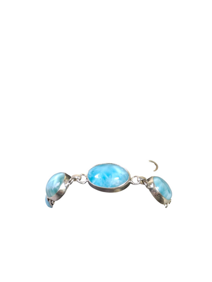 Sterling Silver Dominican Nice Blue Larimar Stone Handmade Bracelet