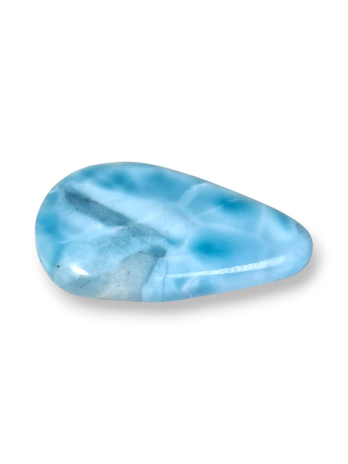 Natural Larimar Loose Cabochon Teardrop 72 Carats  Dominican Blue Gemstone Cab