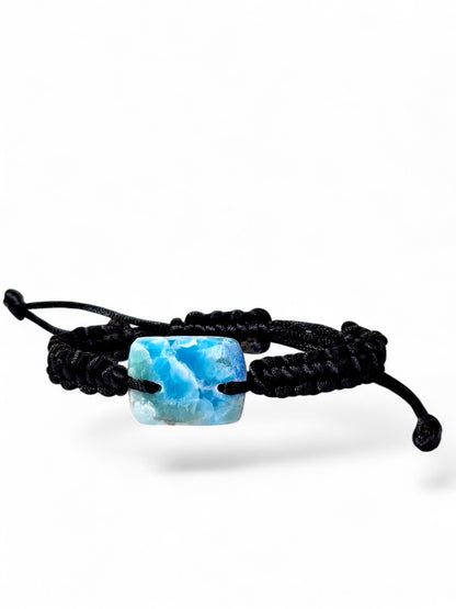 Nice Blue Larimar Stone Nylon Cord Handmade Bracelet Men / Women
