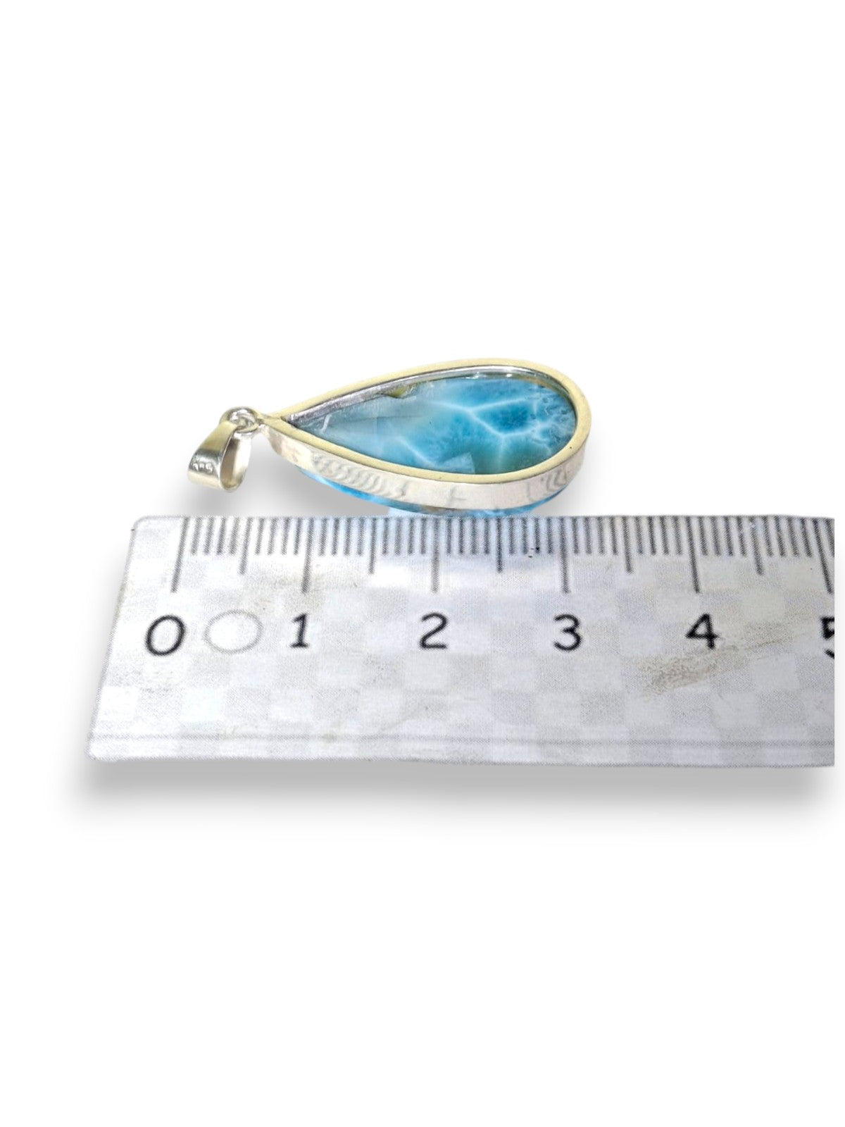Larimar Pendant Sterling Silver  Natural Dominican Blue Gemstone Handmade