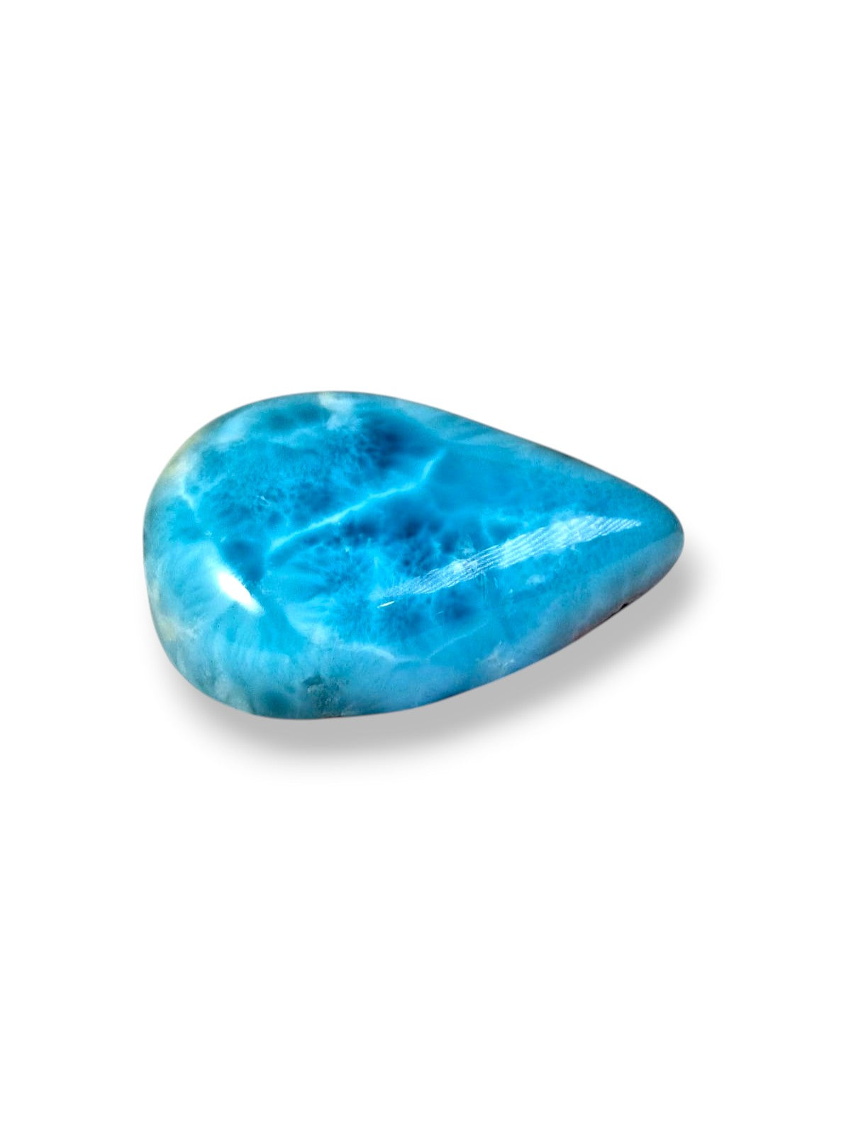 Natural Larimar Loose Cabochon Teardrop 92 Carats  Dominican Blue Gemstone Cab