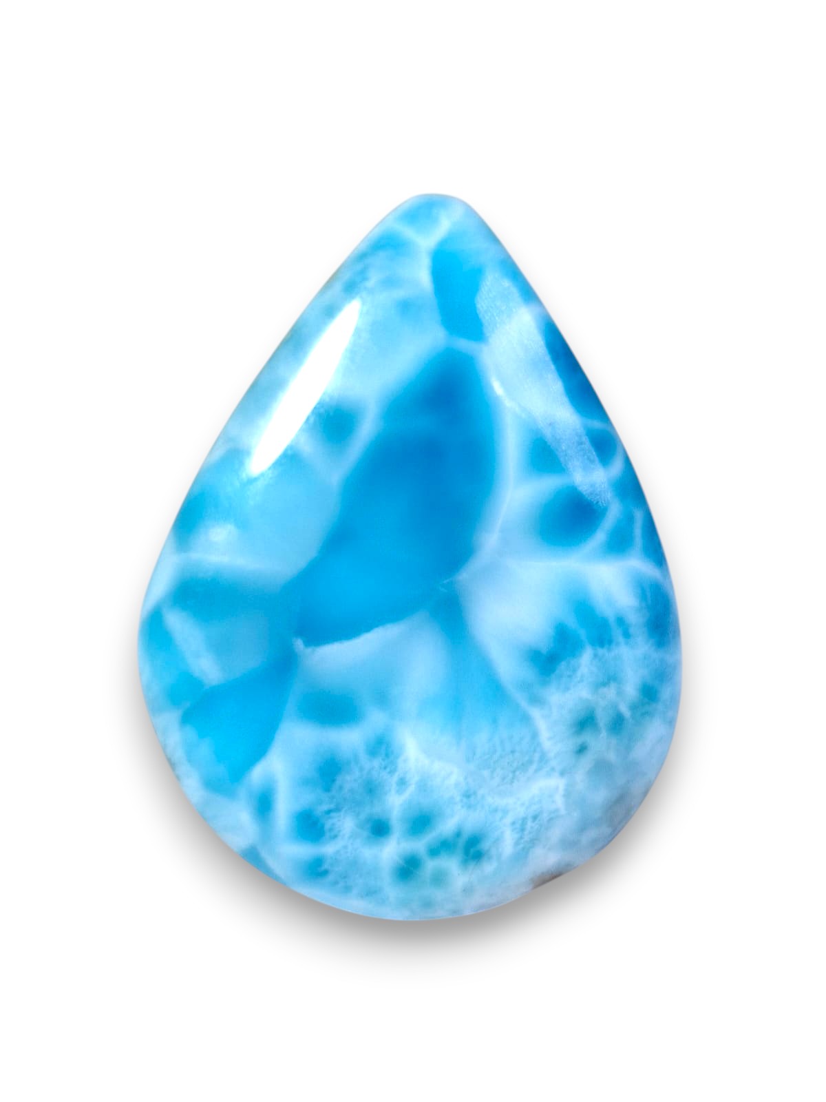 Natural Larimar Loose Cabochon Teardrop 96 Carats  Dominican Blue Gemstone Cab