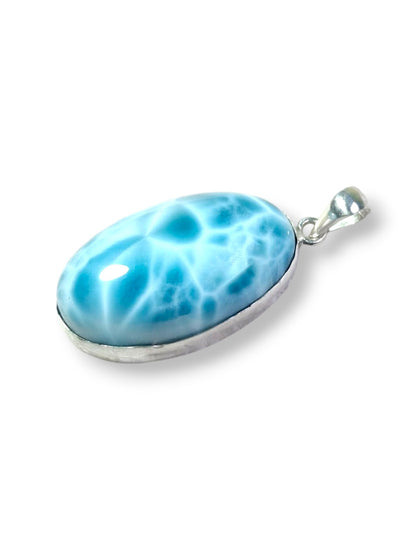 Larimar Pendant Sterling Silver  Natural Dominican Blue Gemstone Handmade