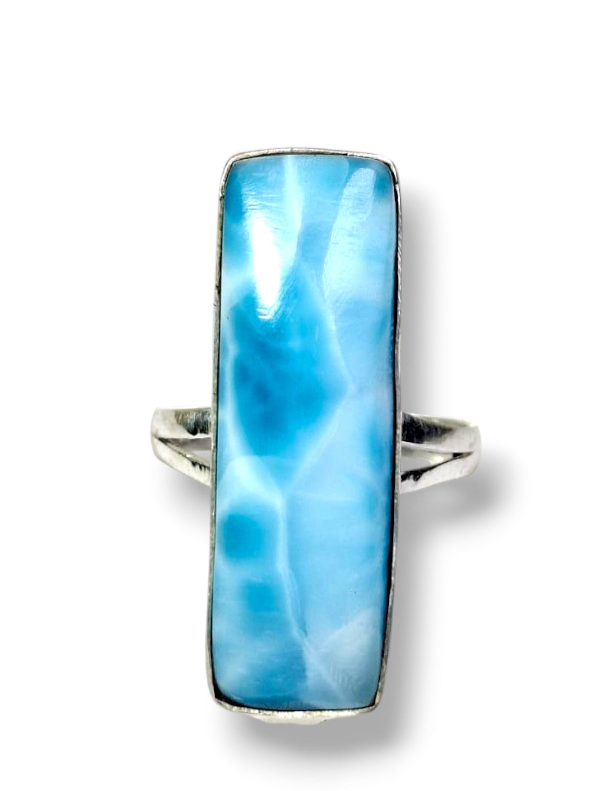Larimar Ring 925 Silver Natural Dominican Republic Blue Stone Love Gift Jewelry