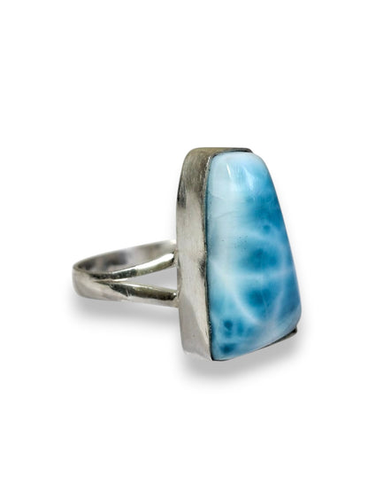 Larimar Ring 925 Silver Natural Dominican Republic Blue Stone Love Gift Jewelry