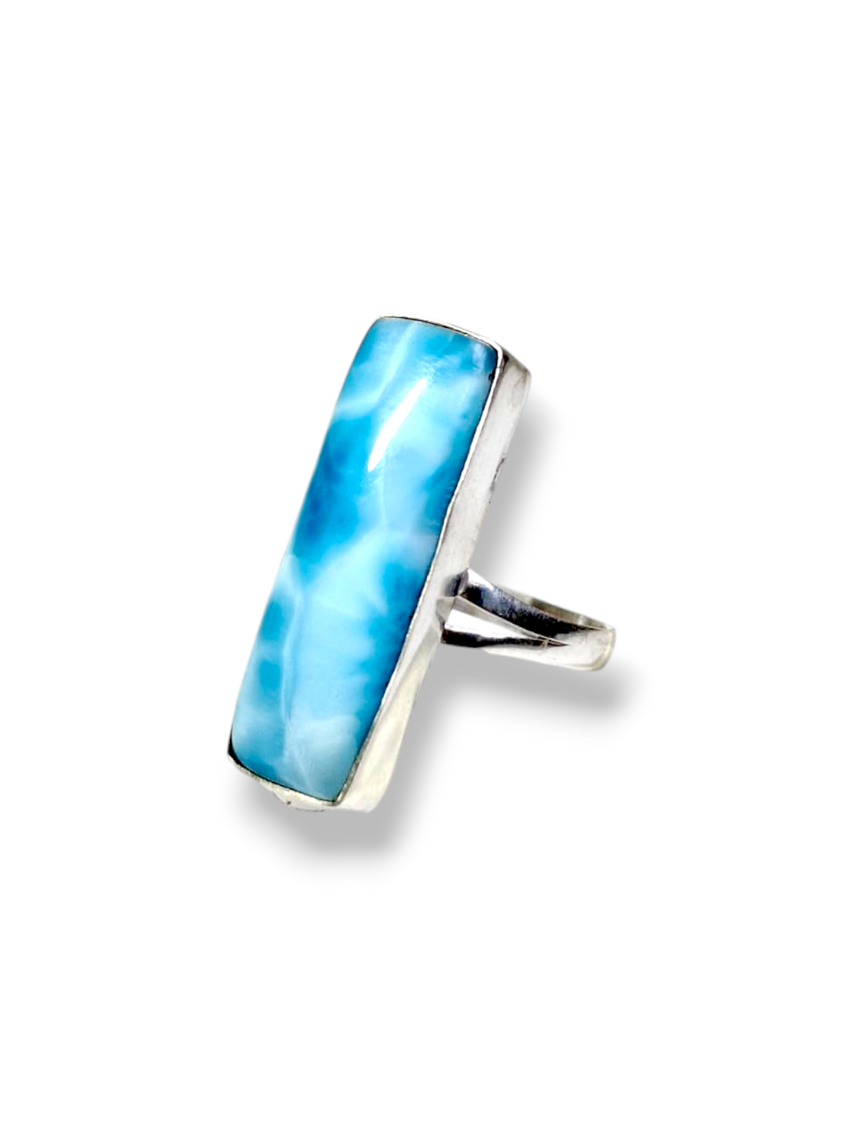 Larimar Ring 925 Silver Natural Dominican Republic Blue Stone Love Gift Jewelry