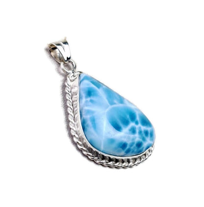 2 "in. Dominican Nice Deep Blue Larimar Stone Pendant Handmade
