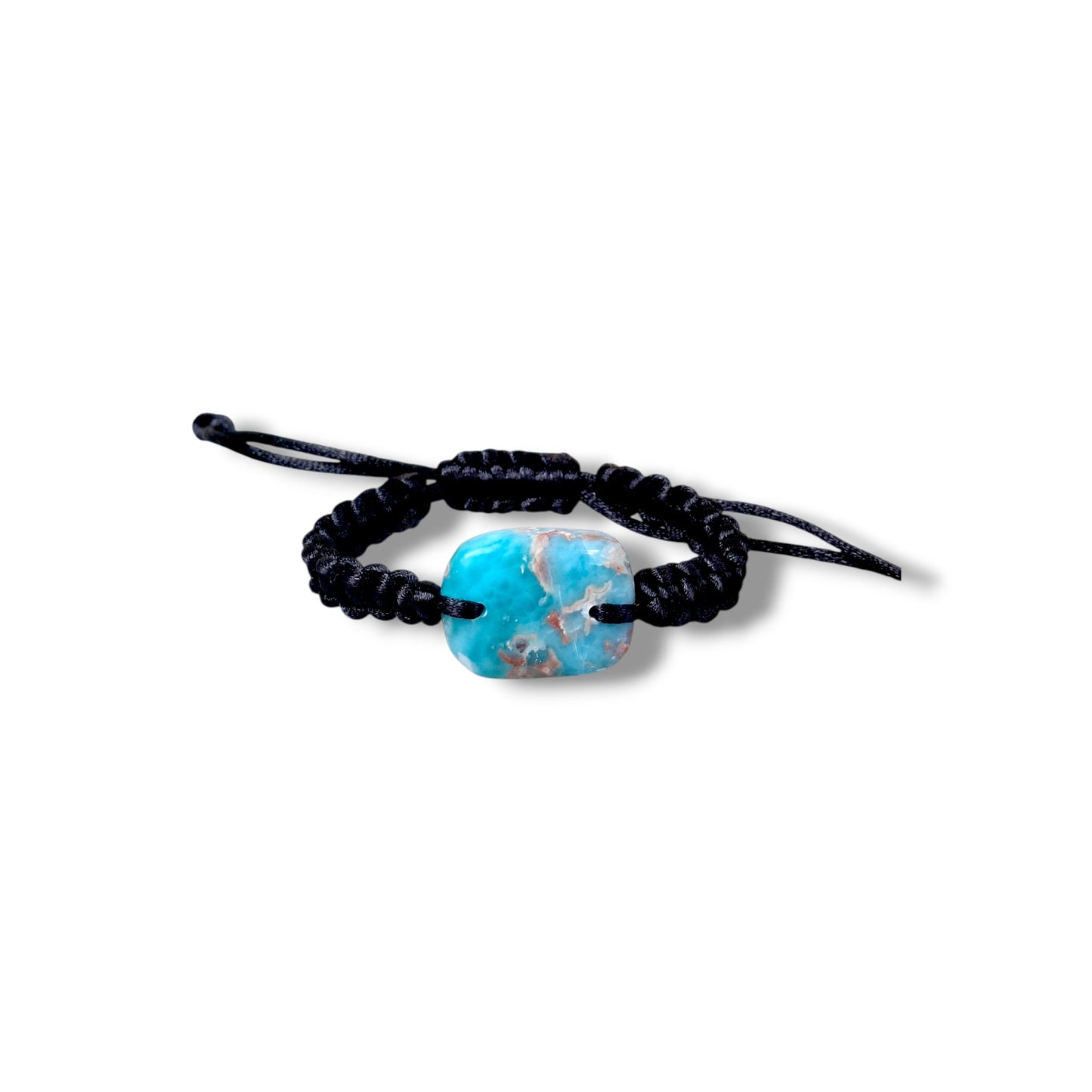 Nice Blue Larimar Stone Nylon Cord Handmade Bracelet Men / Women