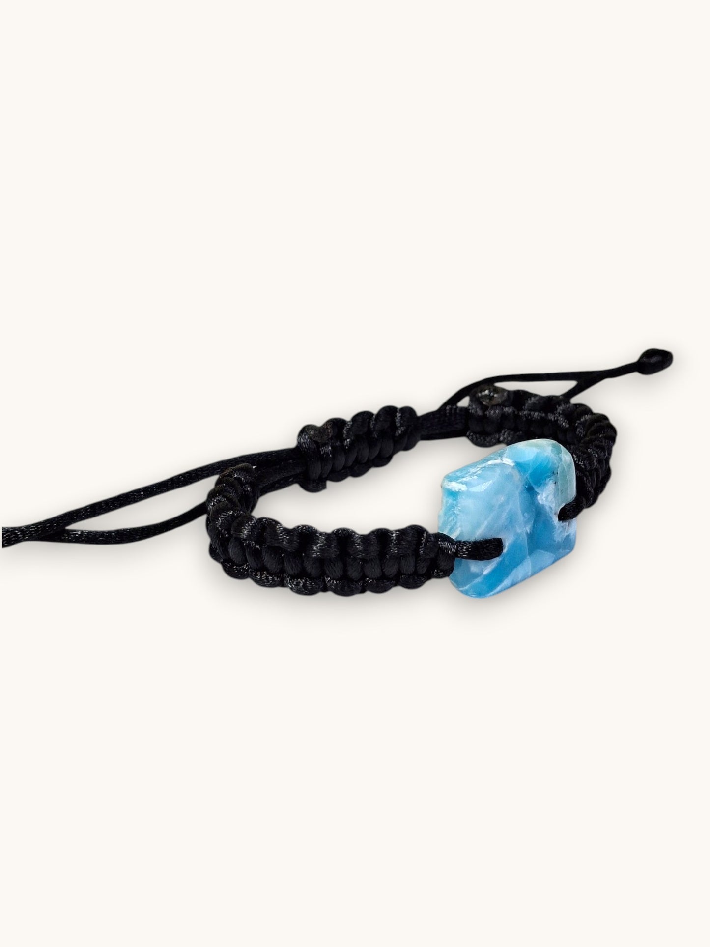 Nice Blue Larimar Stone Nylon Cord Handmade Bracelet Men / Women