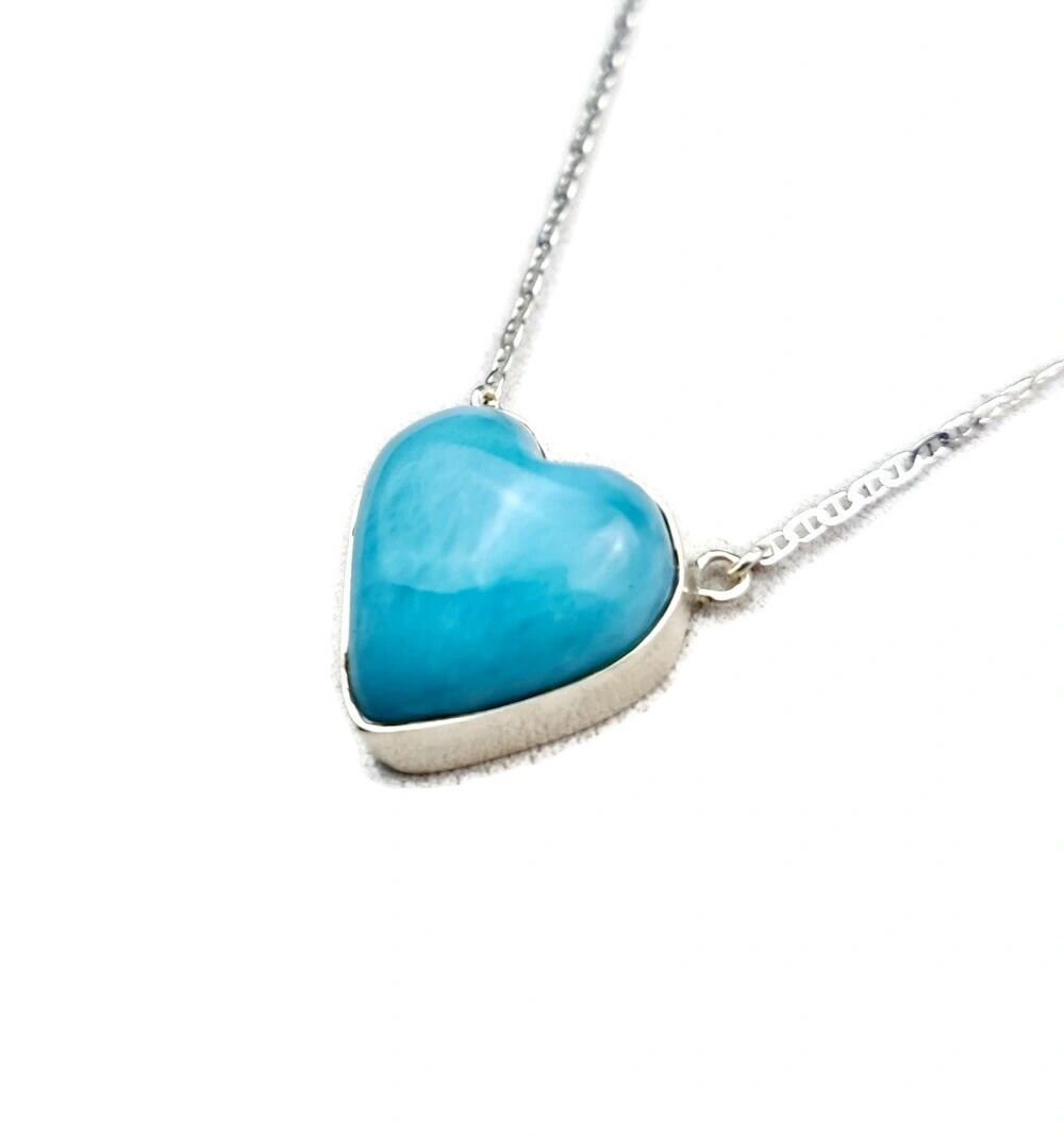 Dominican Nice Blue Larimar Stone Necklace Handcrafted