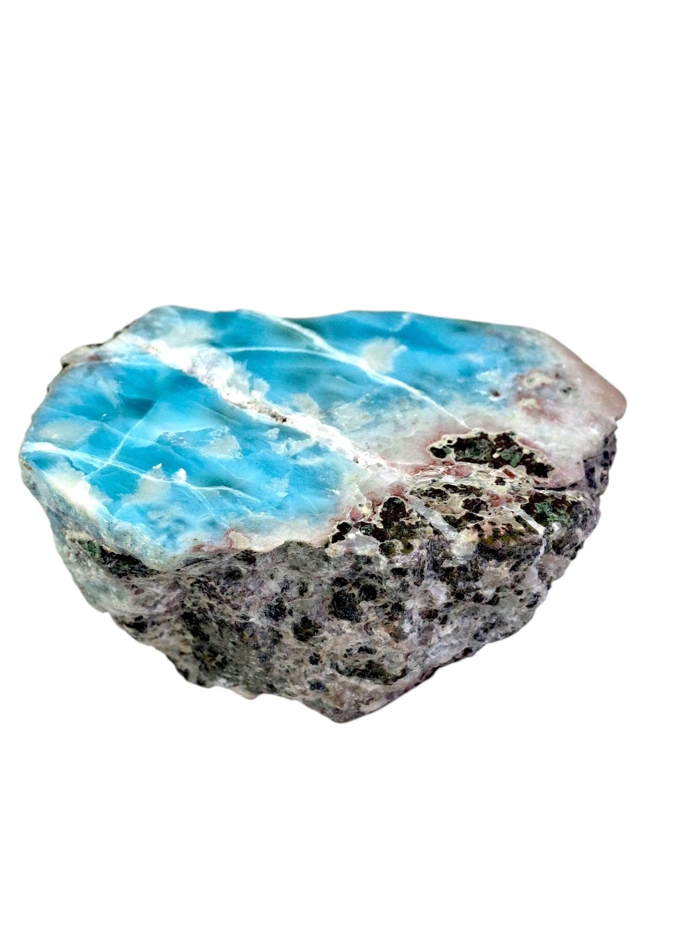 190 g Partially Polished Natural Dominican Blue Larimar Stone Specimen Healing