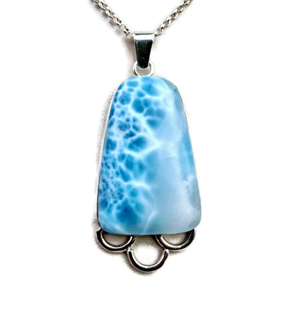 2.7 "in. Dominican Nice Deep Blue Larimar Stone Pendant Handmade