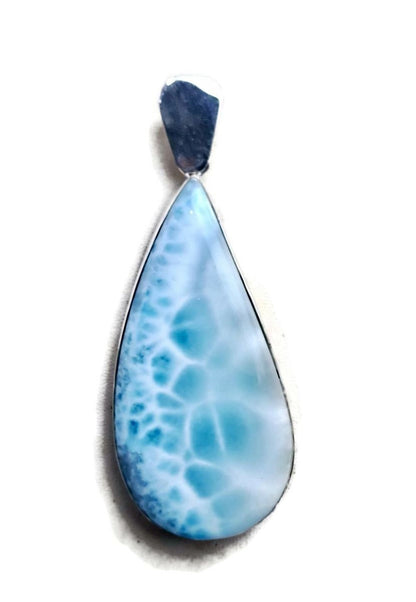 4 "in. Large Dominican Nice Blue Larimar Stone Pendant Handmade