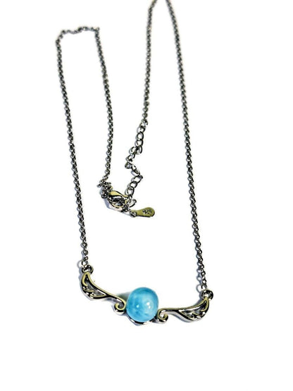 Dominican Nice Blue Larimar Stone Necklace Handcrafted