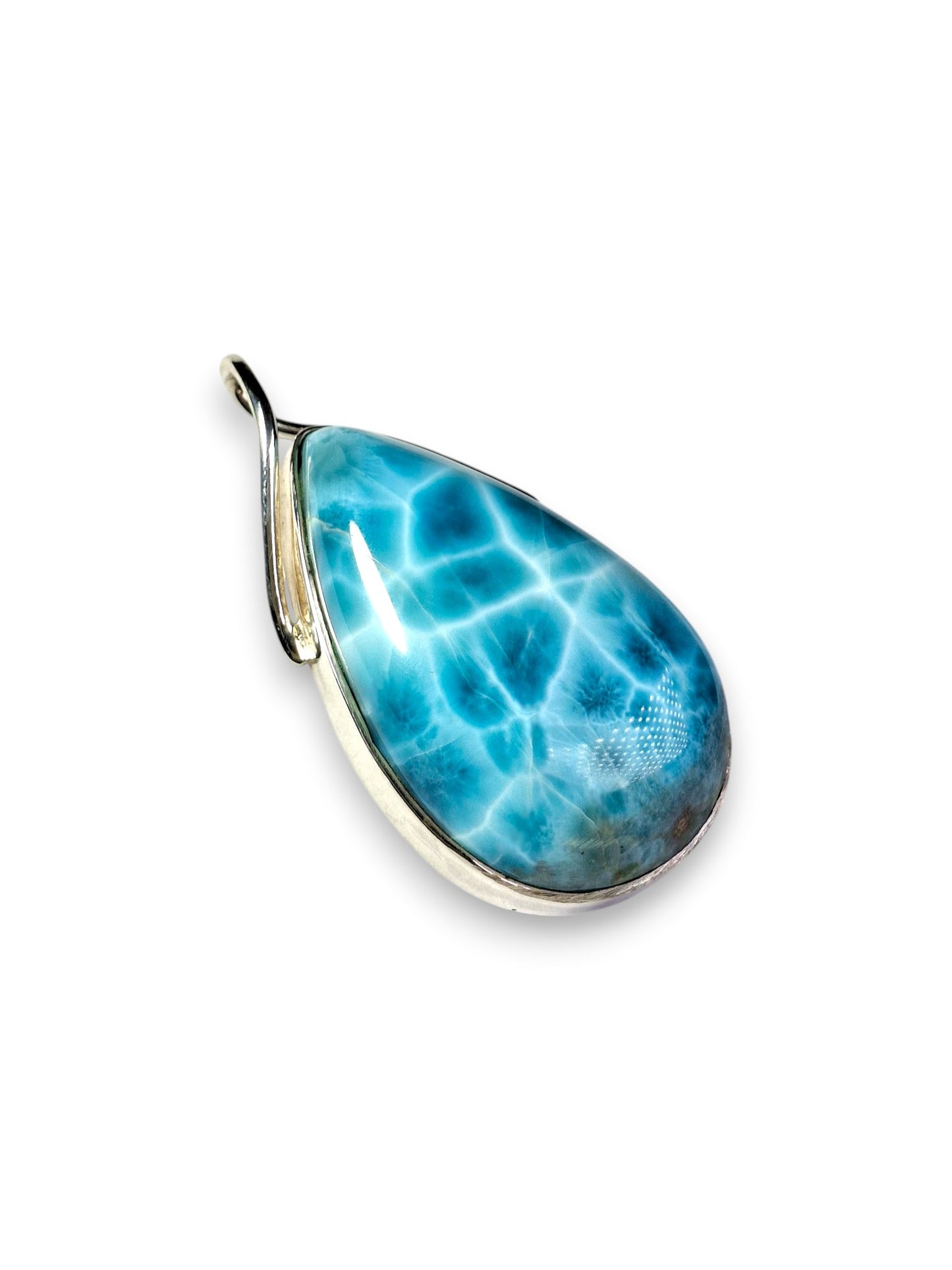 2.5 "in. Big Dominican Deep Blue Larimar Stone Pendant Handmade